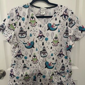 Penguin Print Scrub Top